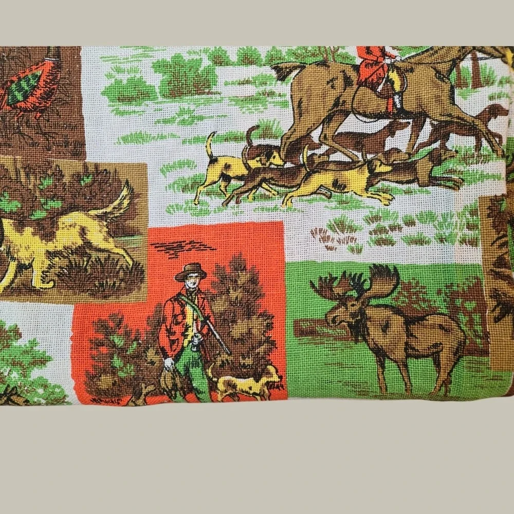 Vintage Hunting Equestrian Twin Size Bedspreads (Set 2) Lodge Cabin Scene